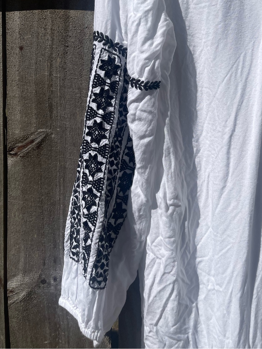 blue island White Tunic with Black Embroidered Trim Size M - Picture 12 of 14